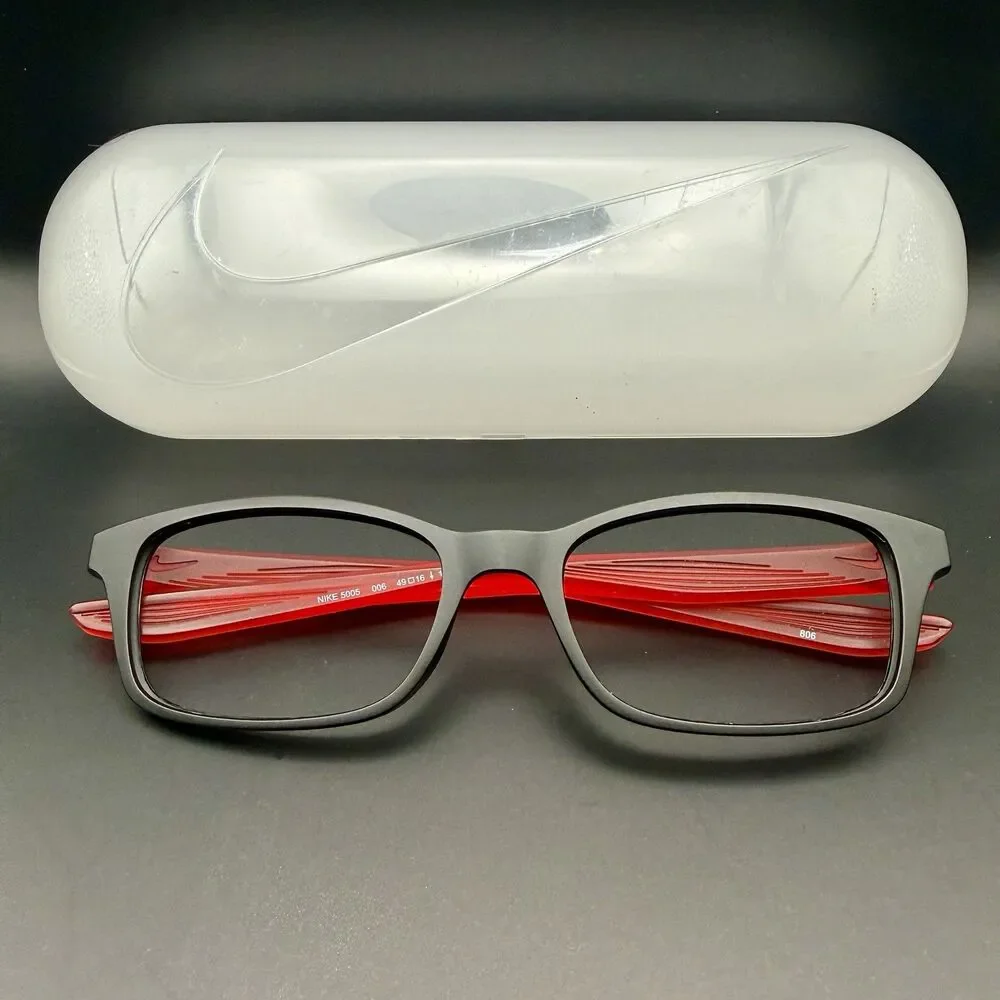 Nike 5005 006 Rectangular Full Rim Eyeglasses Frames Black 49-16 130Plastic Kids